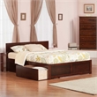 Leo & Lacey King Wood Platform Bed with Footboard and Storage Drawers in Walnut