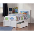 Leo & Lacey Twin XL Wood Platform Bed with Footboard & Storage Drawers in White