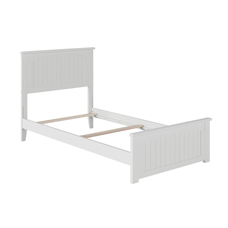 Leo & Lacey Twin XL Wood Foundation Bed with Matching Footboard in White
