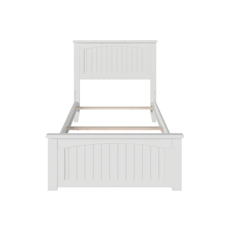 Leo & Lacey Twin XL Wood Foundation Bed with Matching Footboard in White