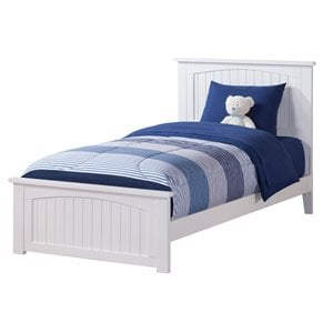Leo & Lacey Twin XL Wood Foundation Bed with Matching Footboard in White