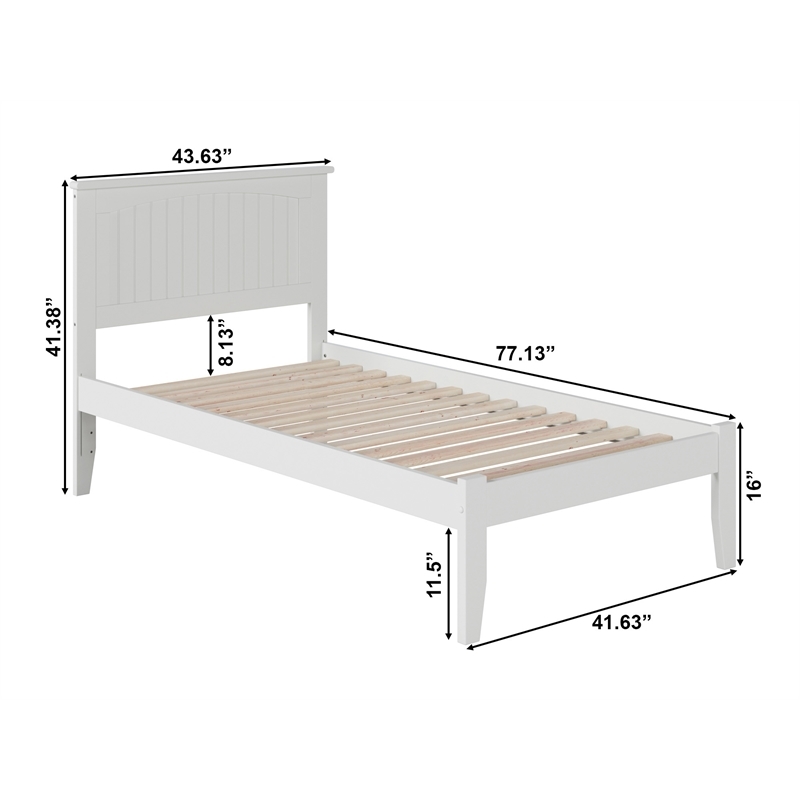 Leo & Lacey Contemporary Twin Solid Wood Platform Bed in White