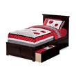 Leo & Lacey Twin Wood Platform Bed with Footboard & Storage Drawers in Espresso