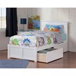 Leo & Lacey Twin Wood Platform Bed with Footboard and Storage Drawers in White