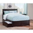 Leo & Lacey Full Wood Platform Bed with Footboard & Storage Drawers in Espresso