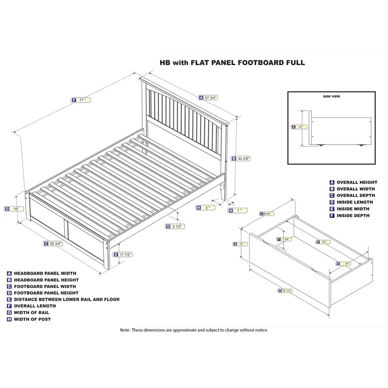 Leo & Lacey Full Wood Platform Bed with Footboard & Storage Drawers in Espresso