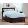 Leo & Lacey Full Wood Platform Bed with Footboard & Storage Drawers in Espresso