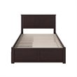 Leo & Lacey Full Wood Platform Bed with Footboard & Storage Drawers in Espresso