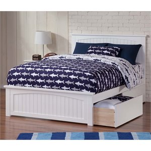 Leo & Lacey Full Wood Platform Bed with Matching Footboard and Drawers in White