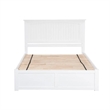 Leo & Lacey Queen Wood Platform Bed with Footboard and Storage Drawers in White