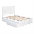 Leo & Lacey Queen Wood Platform Bed with Footboard and Storage Drawers in White