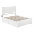 Leo & Lacey Queen Wood Platform Bed with Matching Footboard and Drawers in White