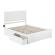 Leo & Lacey Queen Wood Platform Bed with Matching Footboard and Drawers in White