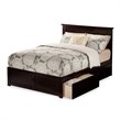 Leo & Lacey King Wood Platform Bed with Footboard & Storage Drawers in Espresso