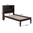 Leo & Lacey Twin Solid Wood Platform Bookcase Bed in Espresso