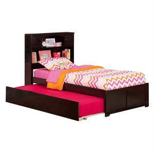 Leo & Lacey Contemporary Twin Solid Wood with Twin Trundle in Espresso