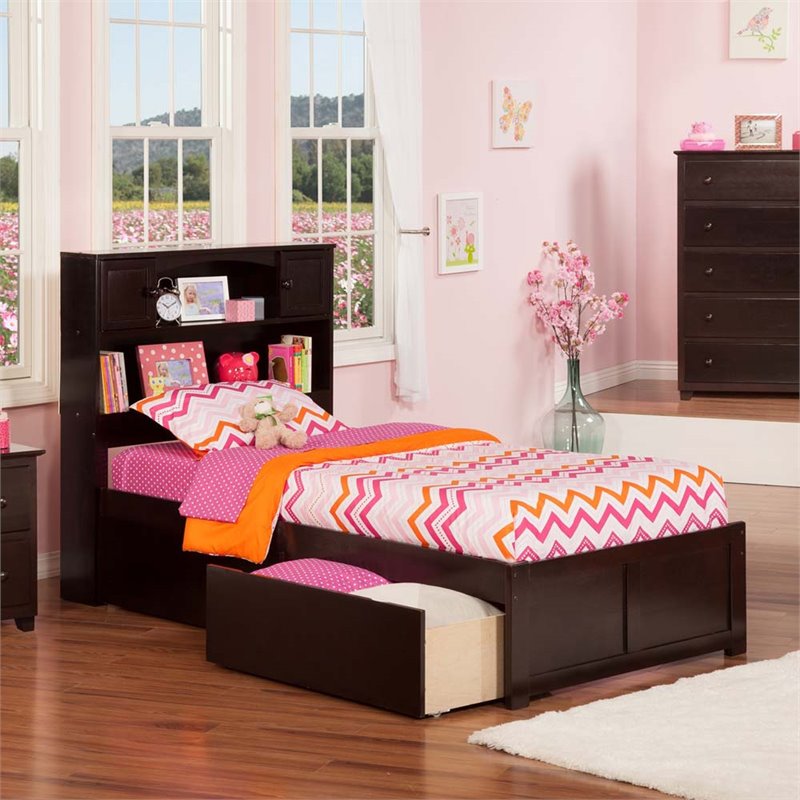 Leo & Lacey Twin Solid Wood with Storage Drawers and in Espresso
