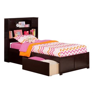 Leo & Lacey Twin Solid Wood with Storage Drawers and in Espresso