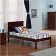 Leo & Lacey Contemporary Twin XL Solid Wood Platform Bed in Walnut