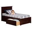 Leo & Lacey Twin XL Wood Platform Bed with Footboard & Storage Drawers in Walnut