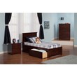 Leo & Lacey Twin XL Wood Platform Bed with Footboard & Storage Drawers in Walnut
