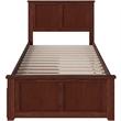 Leo & Lacey Twin XL Platform Bed with Footboard & Storage Drawers in Walnut