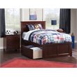 Leo & Lacey Twin XL Platform Bed with Footboard & Storage Drawers in Walnut