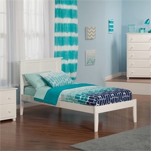 Leo & Lacey Contemporary Twin Solid Wood Platform Bed in White