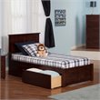 Leo & Lacey Twin Wood Platform Bed with Footboard & Storage Drawers in Walnut