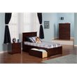 Leo & Lacey Twin Wood Platform Bed with Footboard & Storage Drawers in Walnut