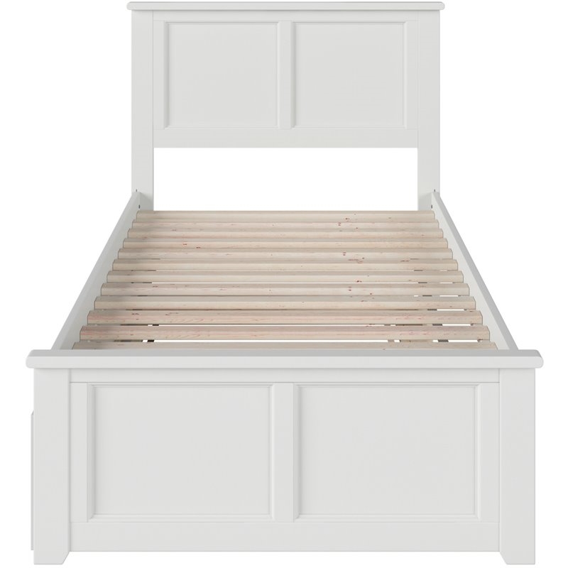 Leo & Lacey Twin Platform Bed with Matching Footboard & Twin Trundle in White