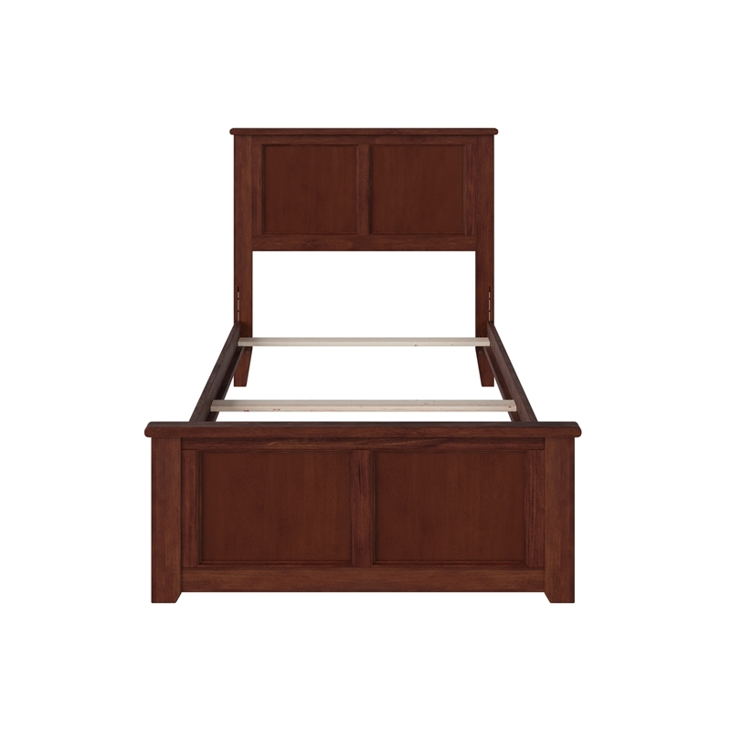 Leo & Lacey Twin Wood Foundation Bed with Matching Footboard in Walnut