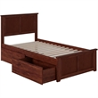 Leo & Lacey Twin Platform Bed with Matching Footboard & Storage Drawers - Walnut