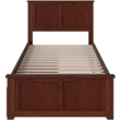 Leo & Lacey Twin Platform Bed with Matching Footboard & Storage Drawers - Walnut