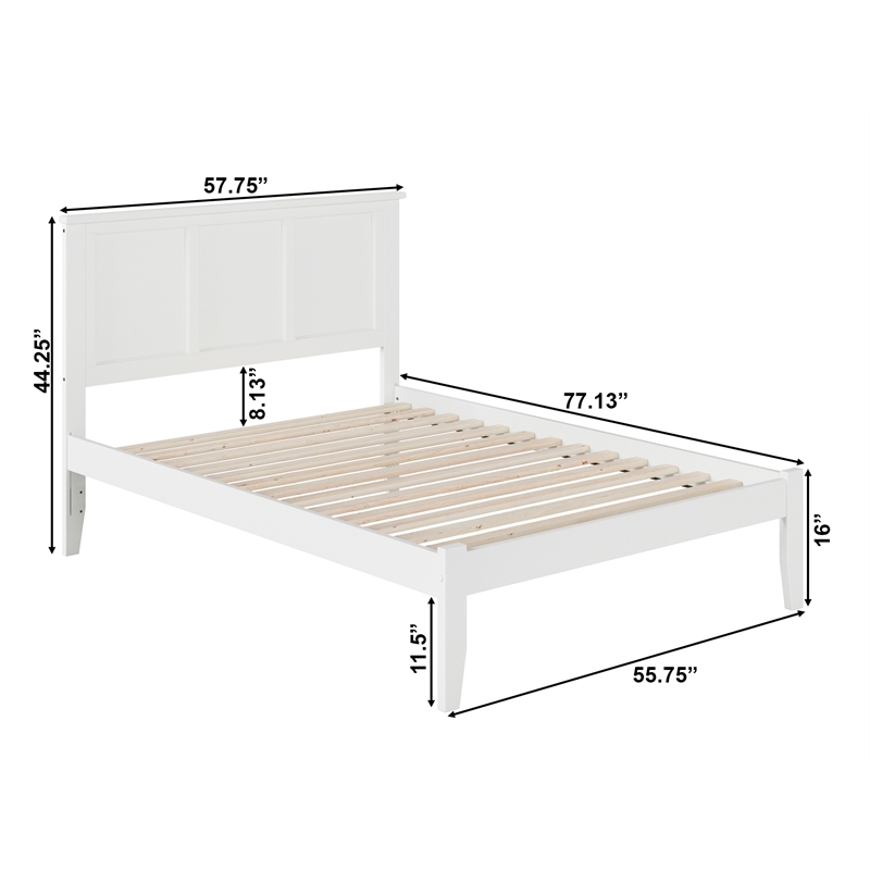 Leo & Lacey Contemporary Full Solid Wood Platform Bed in White