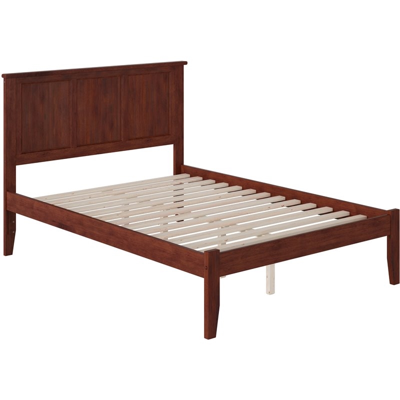 Leo & Lacey Contemporary Full Solid Wood Platform Bed in Walnut