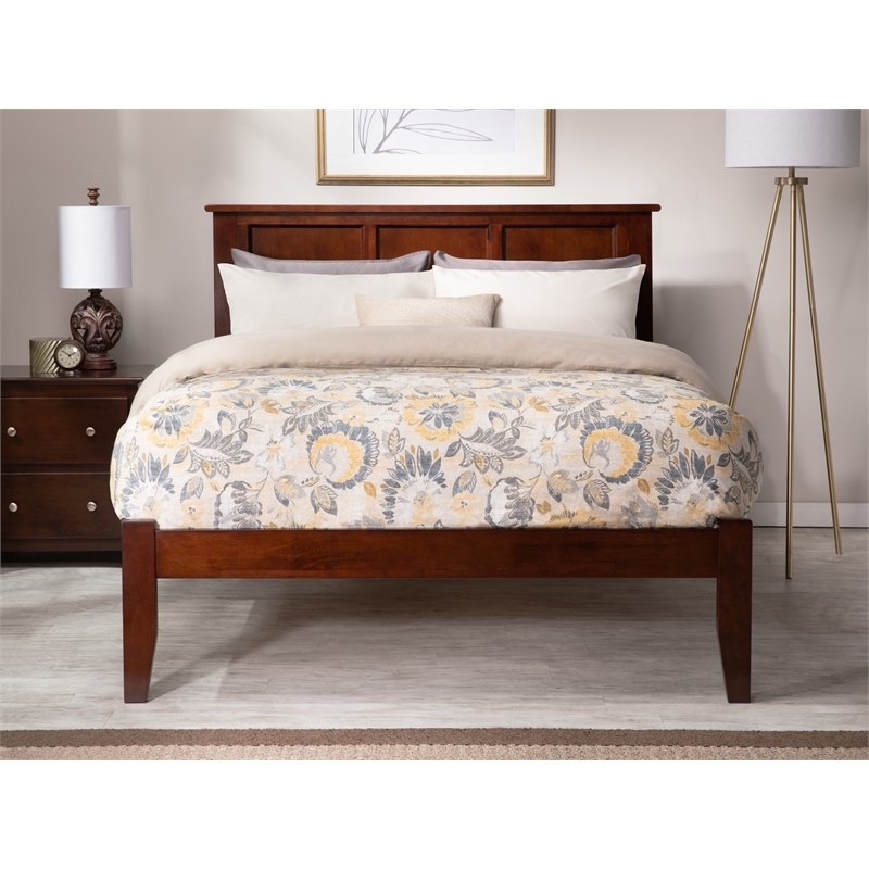 Leo & Lacey Contemporary Full Solid Wood Platform Bed in Walnut