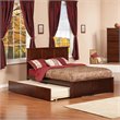 Leo & Lacey Full Wood Platform Bed with Footboard and Twin Trundle in Walnut
