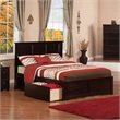 Leo & Lacey Full Wood Platform Bed with Footboard & Storage Drawers in Espresso