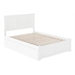 Leo & Lacey Full Wood Platform Bed with Footboard and Storage Drawers in White