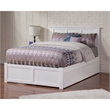Leo & Lacey Full Wood Platform Bed with Footboard and Storage Drawers in White