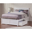 Leo & Lacey Full Wood Platform Bed with Footboard and Storage Drawers in White