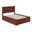 Leo & Lacey Full Wood Platform Bed with Footboard and Storage Drawers in Walnut