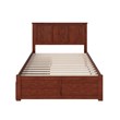 Leo & Lacey Full Wood Platform Bed with Footboard and Storage Drawers in Walnut