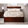 Leo & Lacey Full Wood Platform Bed with Footboard and Storage Drawers in Walnut