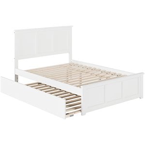 Leo & Lacey Full Platform Bed with Matching Footboard and Twin Trundle in White