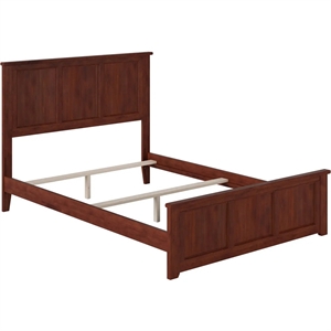 Leo & Lacey Full Wood Foundation Bed with Matching Footboard in Walnut