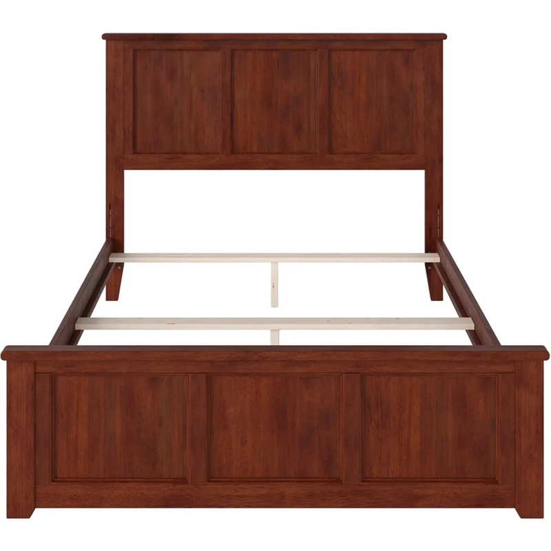 Leo & Lacey Full Wood Foundation Bed with Matching Footboard in Walnut