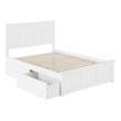 Leo & Lacey Full Platform Bed with Matching Footboard & Storage Drawers in White