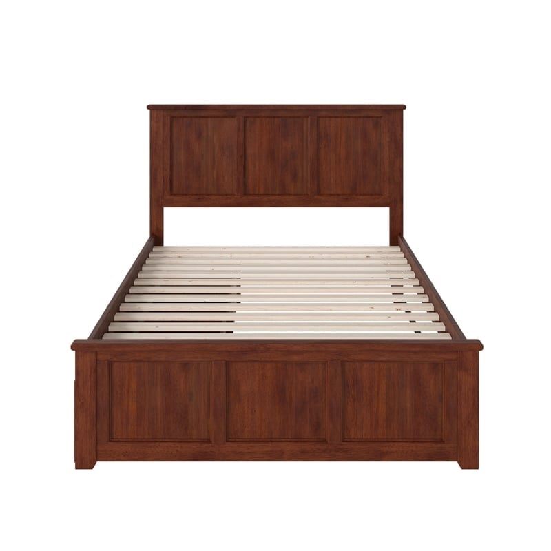 Leo & Lacey Full Platform Bed with Footboard & Storage Drawers - Walnut